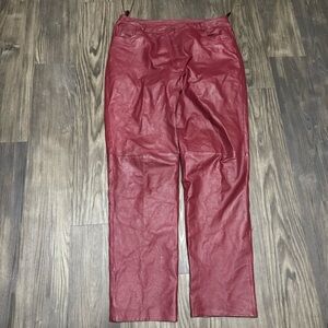 Vintage 90s Metrostyle Burgundy Leather Pants size 16